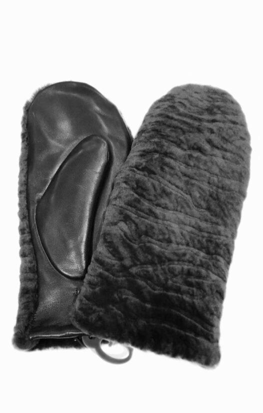 Moteriškos odinės/kailinės kumštinės pirštinės